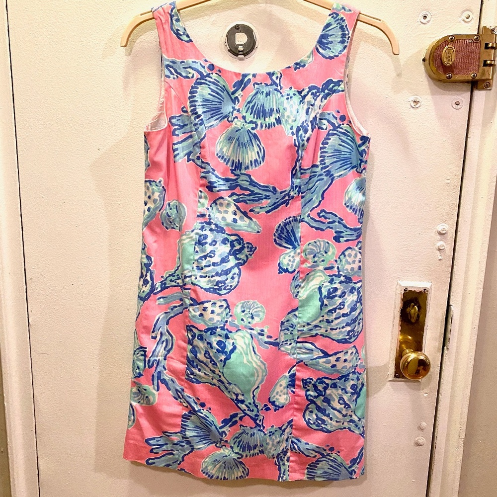Lilly Pulitzer Shift Dress - Pink with Blue Shells